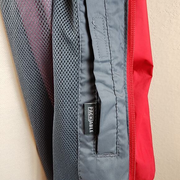 Columbia Jacket Mens 2XL Red Gray Glennaker Lake Packable Rain Full Zip Hooded - Picture 8 of 11